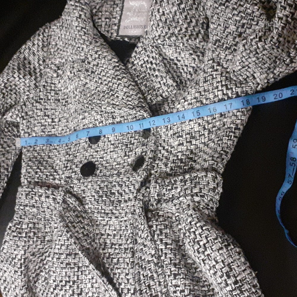 Dollhouse  Pea Coat - Black & White Tweed - Picture 3 of 7